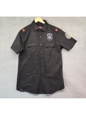 Phat Farm Button Shirt Men Medium Black Military Style